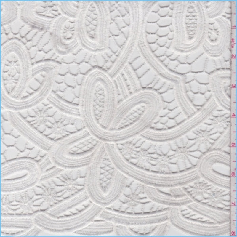 2 3/8 YD PC-Ivory Pearl Stylized Guipure Lace Fabric