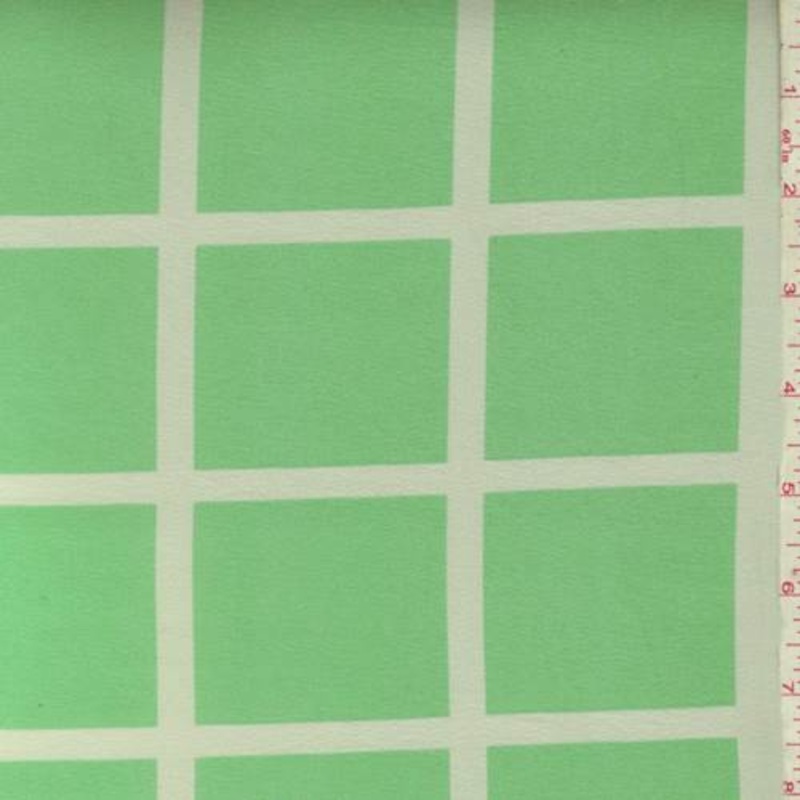 Lime Windowpane Polyester Fabric