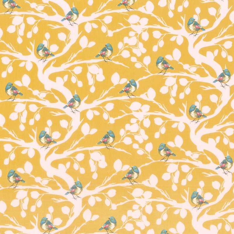 Porch Swing – Birds and Branches Mustard Yardage