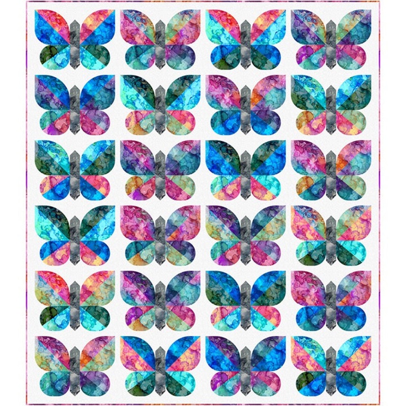 QuiltFOX Designs ~ Fluidity ~ Butterflies Quilt Pattern and/or Kit Pattern