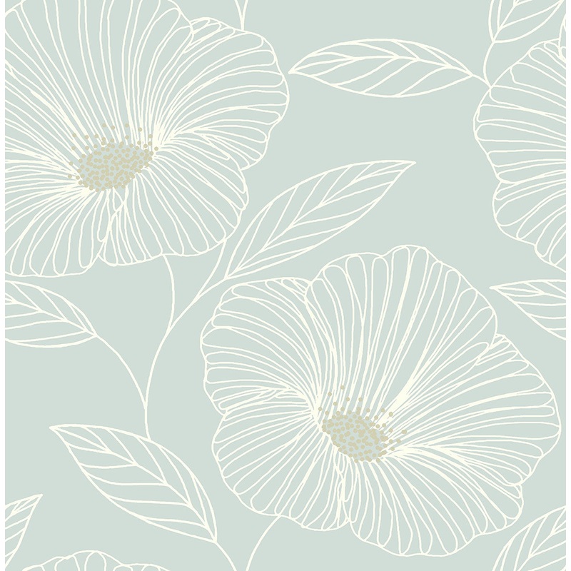 2764-24321 Mythic Seafoam Floral Wallpaper Per Bolt