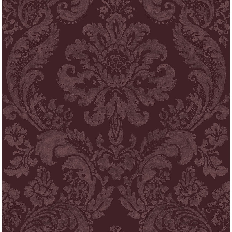 2763-87315 Shadow Merlot Damask Wallpaper Per Bolt