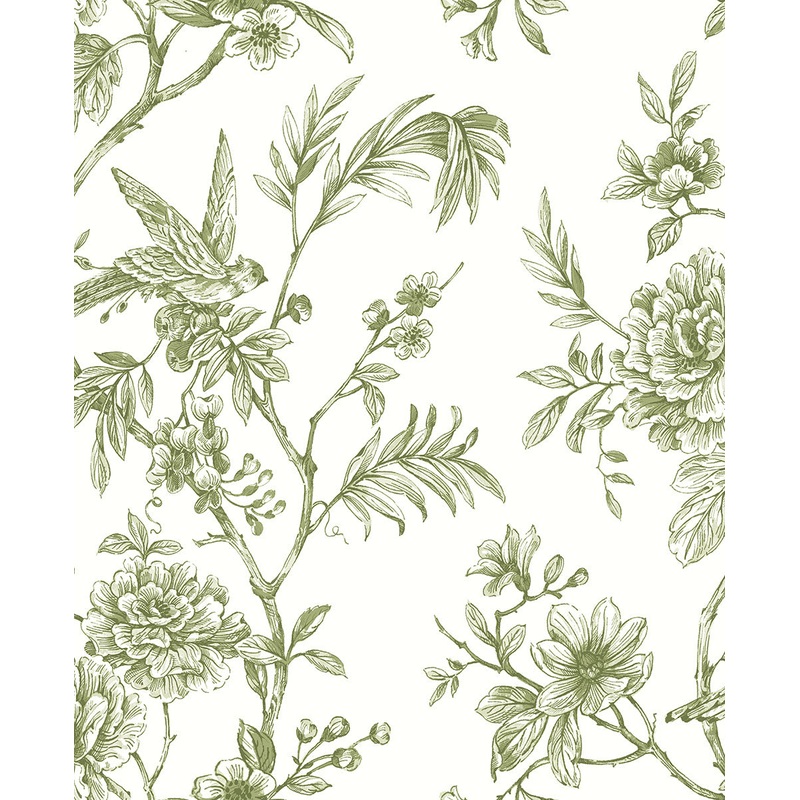 2763-24234 Jessamine Green Floral Trail Wallpaper Per Bolt