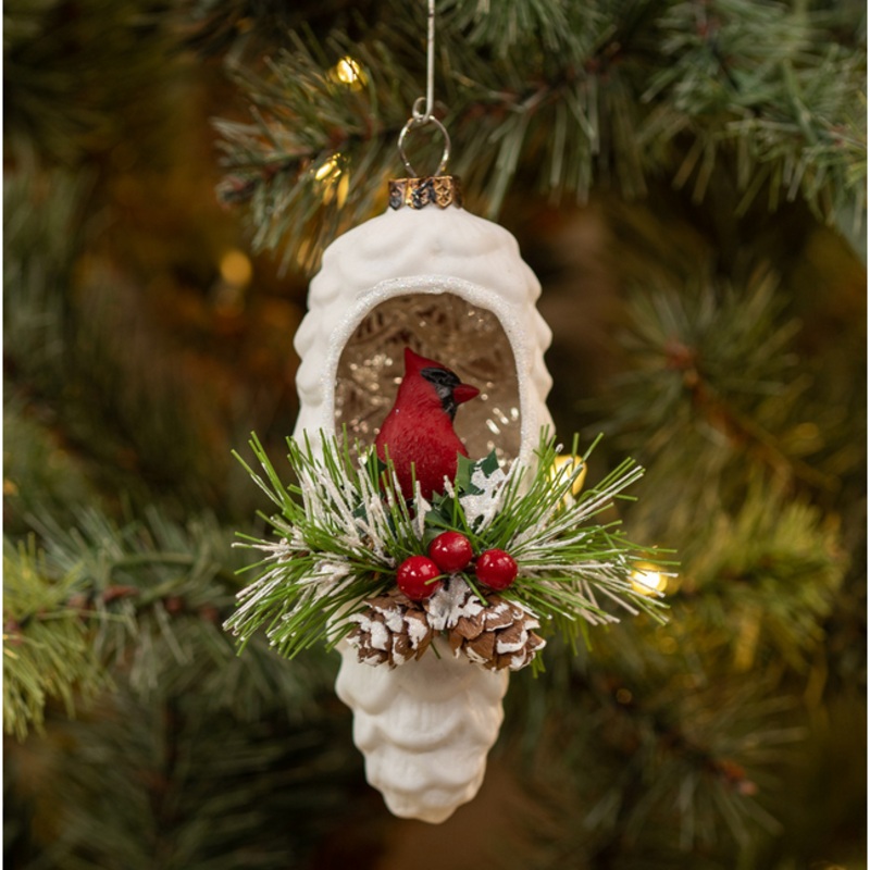 5″ Cardinal Pinecone Ornament