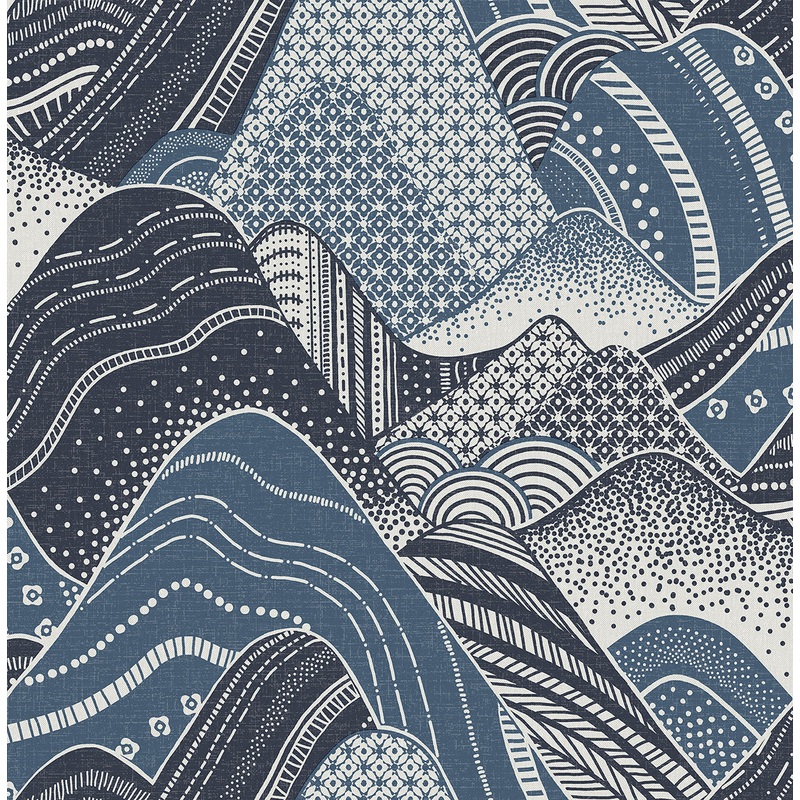 2764-24333 Meru Navy Mountain Wallpaper Per Bolt