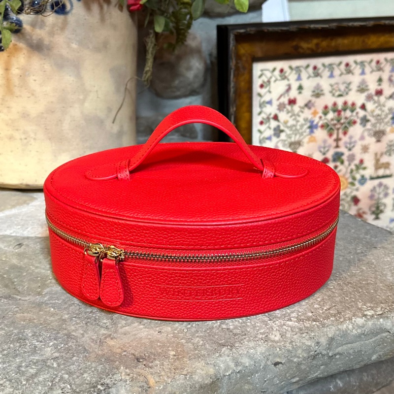 WinterBury Red Leather Needlework Travel Case