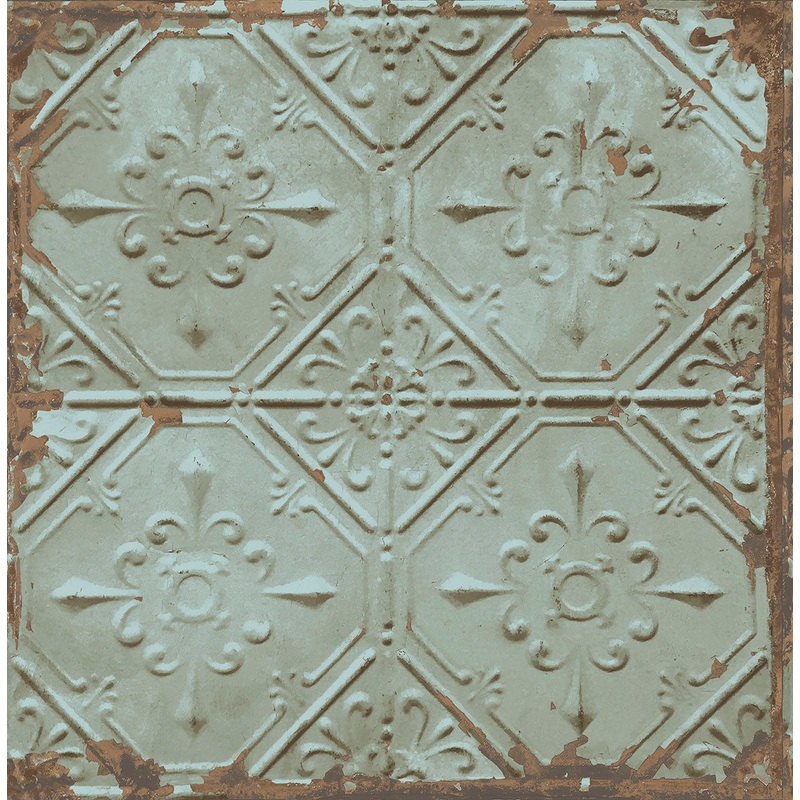 2767-22331 Artisan Turquoise Tin Ceiling Wallpaper Per Bolt