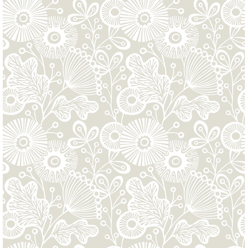 2821-25112 Ana Taupe Floral Wallpaper Per Bolt