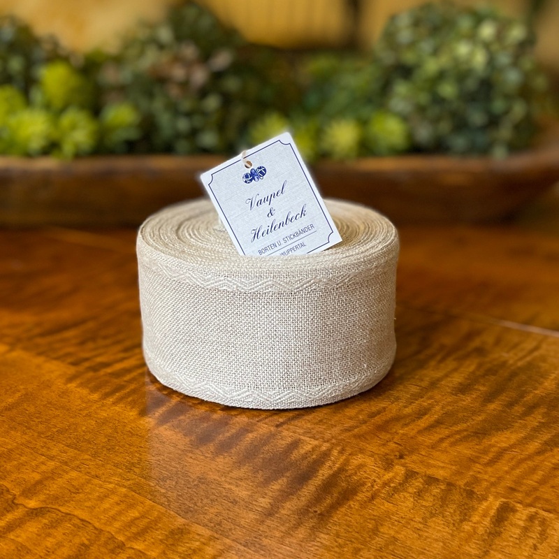Vaupel & Heilenbeck Linen Banding – Jacquard Border Natural 981-060-1