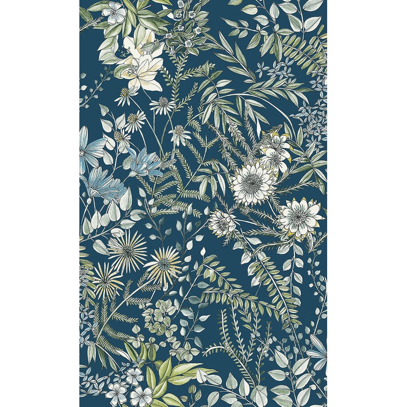 2821-12902 Full Bloom Navy Floral Wallpaper Per Bolt