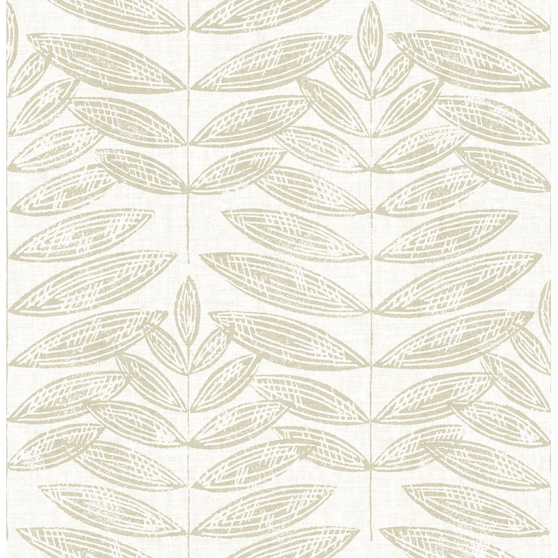 2821-25100 Akira Beige Leaf Wallpaper Per Bolt