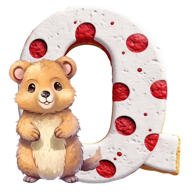 “Q” Quokka Cookie Fabric Panel Quilting Cotton 4.5 Inches by 4.5 Inches