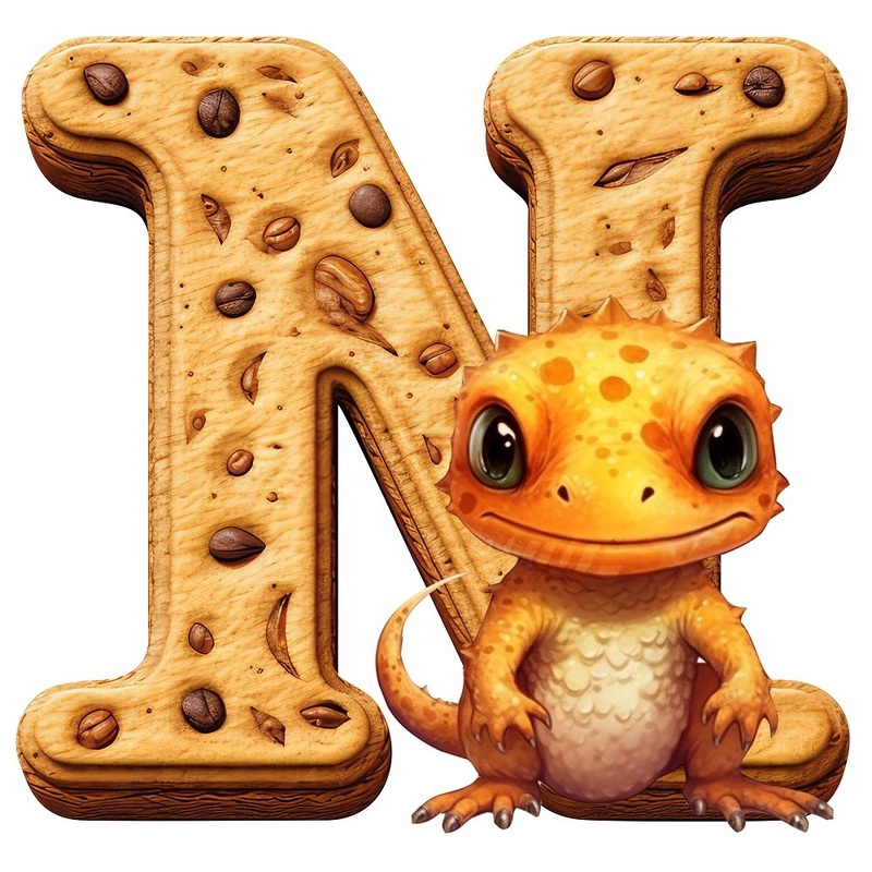 “N” Newt Cookie Fabric Panel Quilting Cotton 4.5 Inches by 4.5 Inches