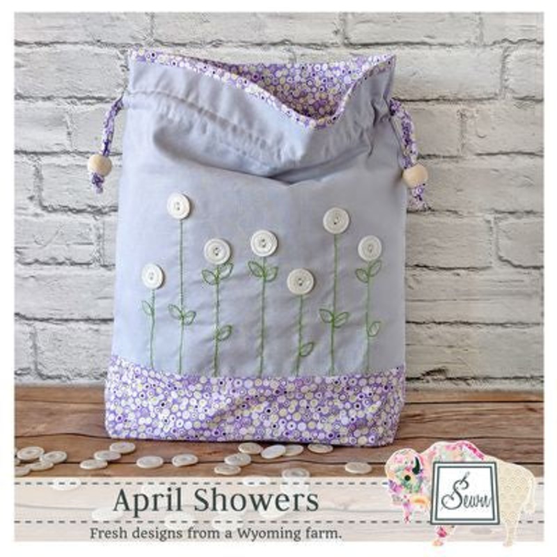 Sewn Wyoming – April Showers Drawstring Bag | Embroidery