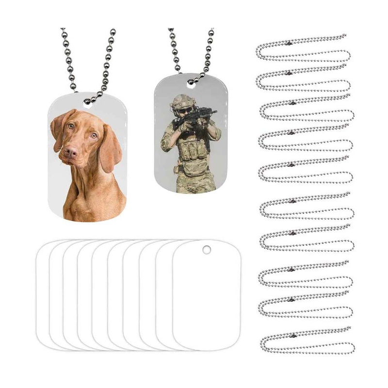 Sublimation Dog Tag Necklace Blank – 2 Sided | Custom Military Id |  Sublimation Pet ID by INNOSUB USA Gloss White