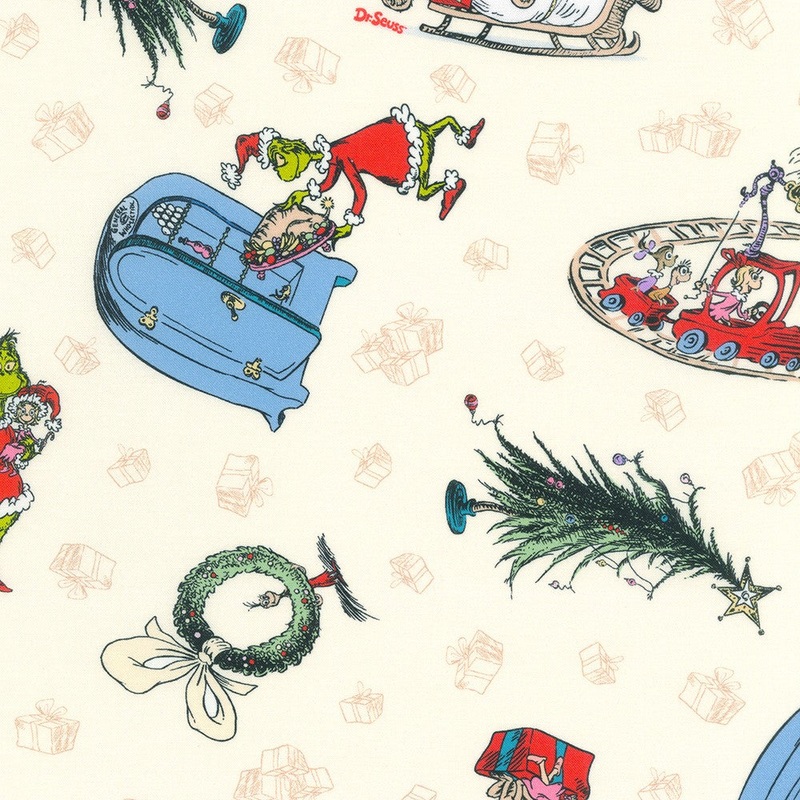 How The Grinch Stole Christmas – Merry Grinchmas Cream | ADED-21775-223 Yardage