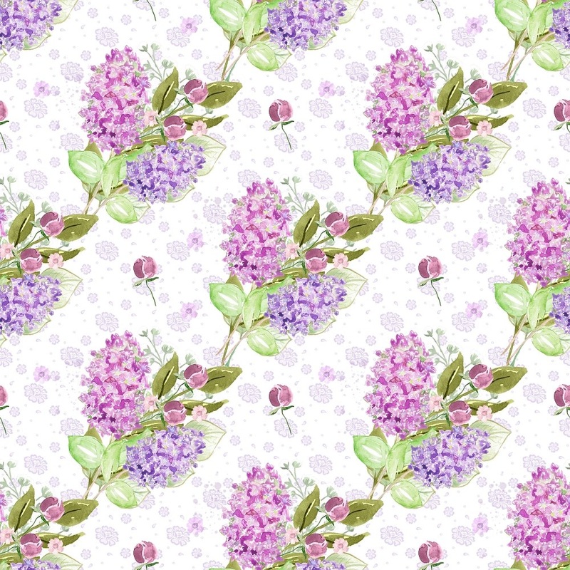 Lilac Bouquets & Florals Fabric – Purple Quilting Cotton Yard – 36″ x 45″