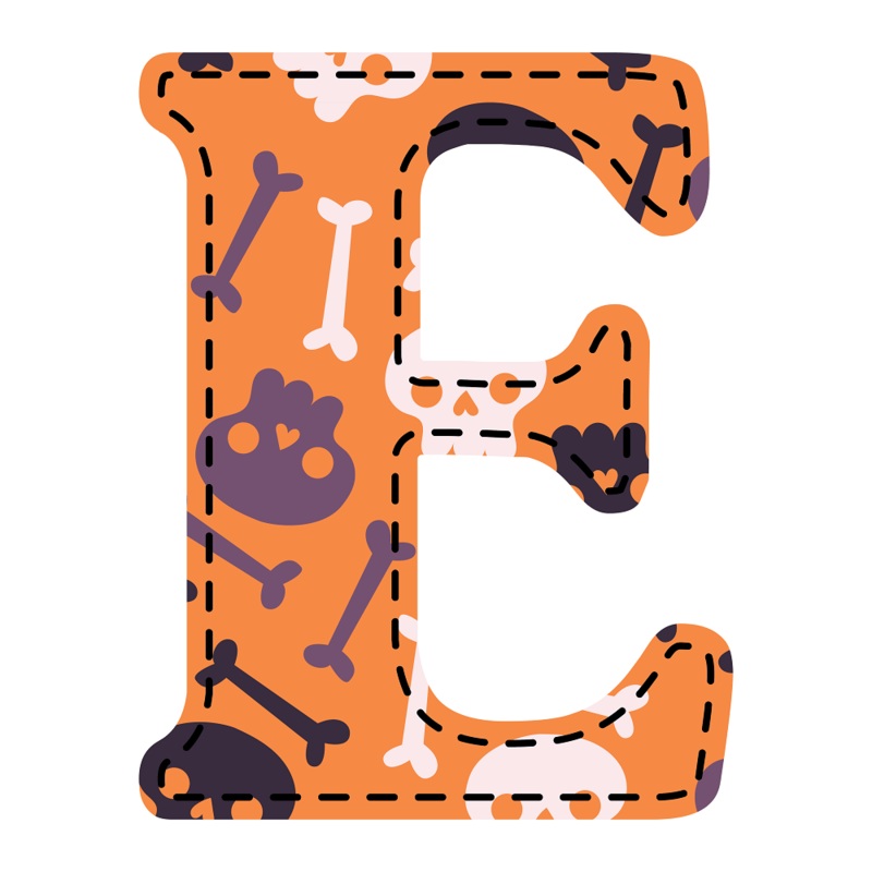 Spooky Letter ”E” Fabric Panel Quilting Cotton 4.5 Inches by 4.5 Inches